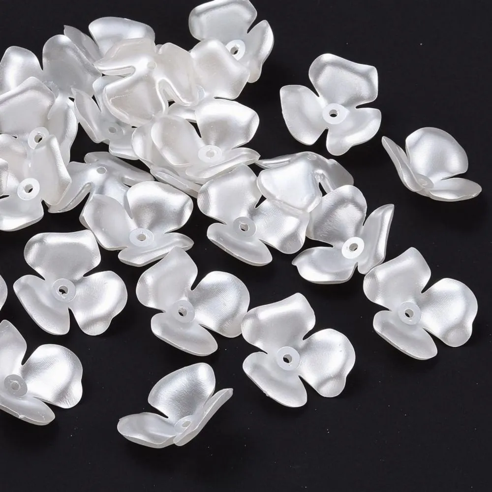 Acrylic Pearly Ivory flowers with 3-petals