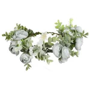 AWAYTR Leaf Flower Crown Garland Headpiece - Handmade Hair Floral Wreath Adjusatble Flower Headbands for Bridal Wedding Festival Party Flower Leaves Crown (Blue #1)