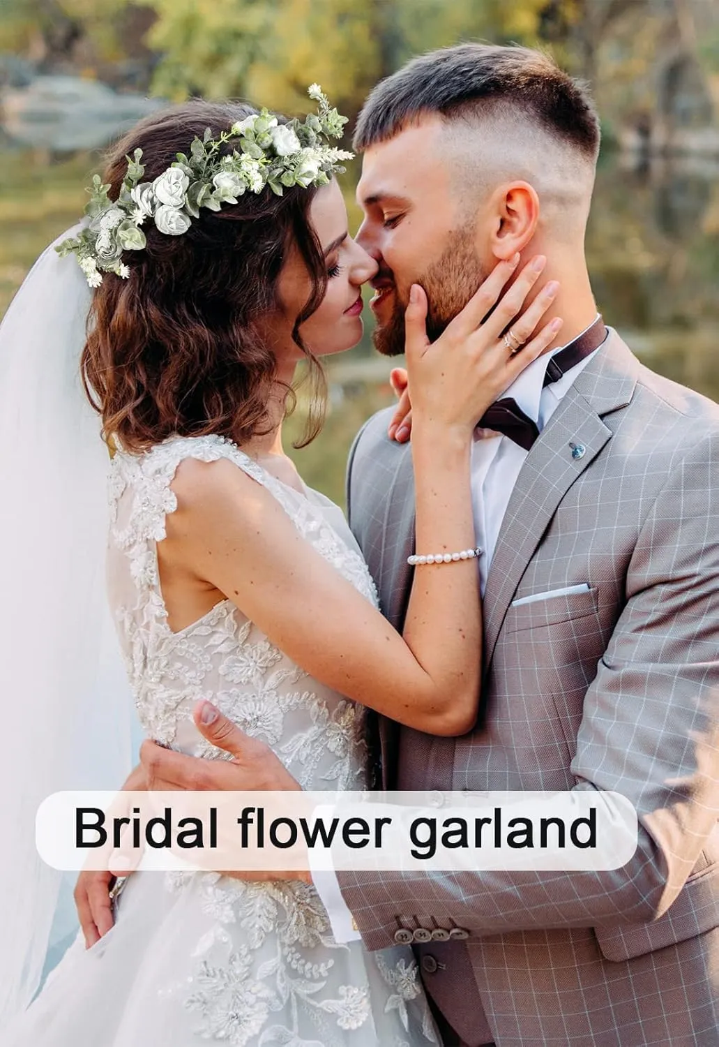 AWAYTR Leaf Flower Crown Garland Headpiece - Handmade Hair Floral Wreath Adjusatble Flower Headbands for Bridal Wedding Festival Party Flower Leaves Crown (Blue #1)