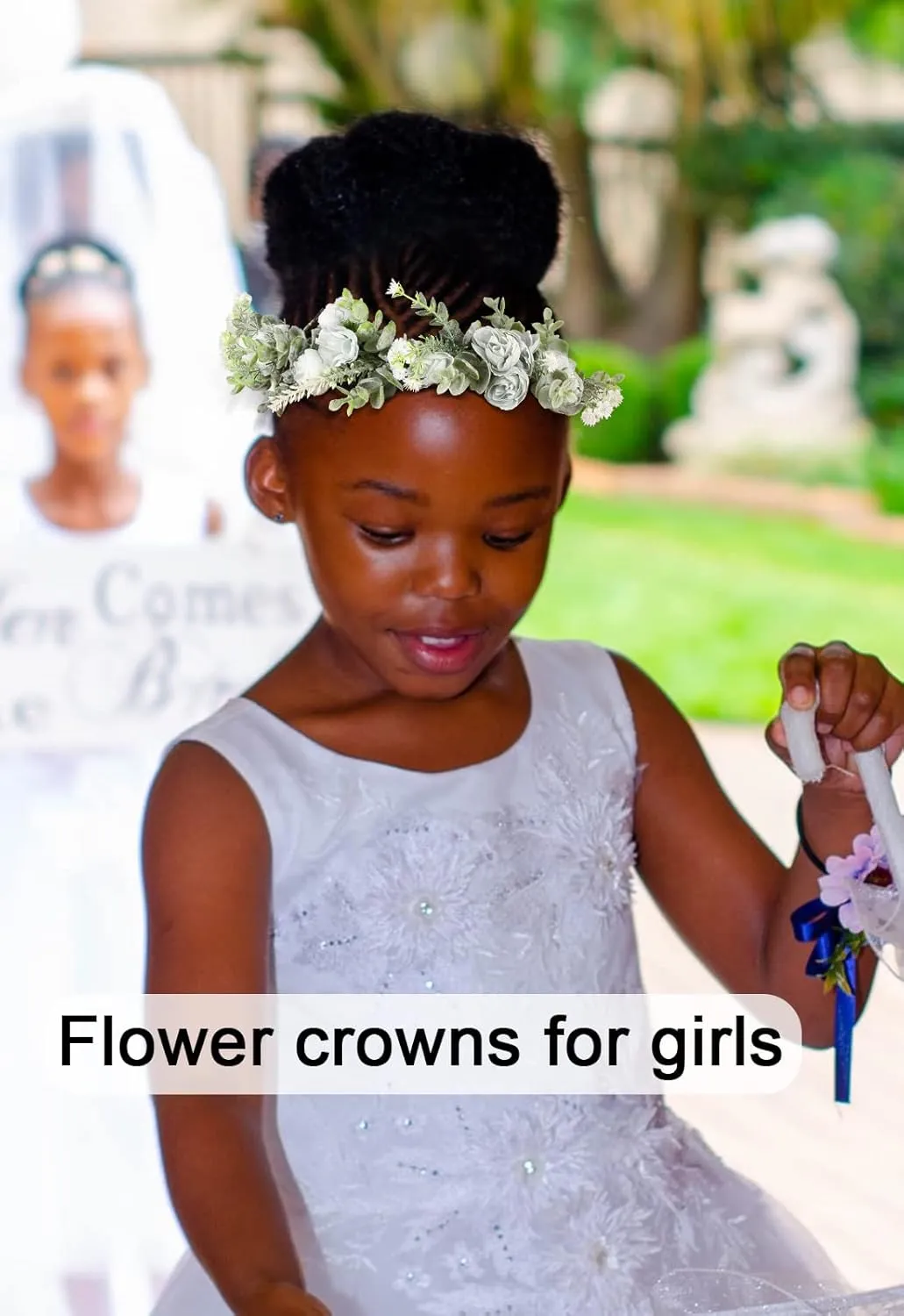 AWAYTR Leaf Flower Crown Garland Headpiece - Handmade Hair Floral Wreath Adjusatble Flower Headbands for Bridal Wedding Festival Party Flower Leaves Crown (Blue #1)