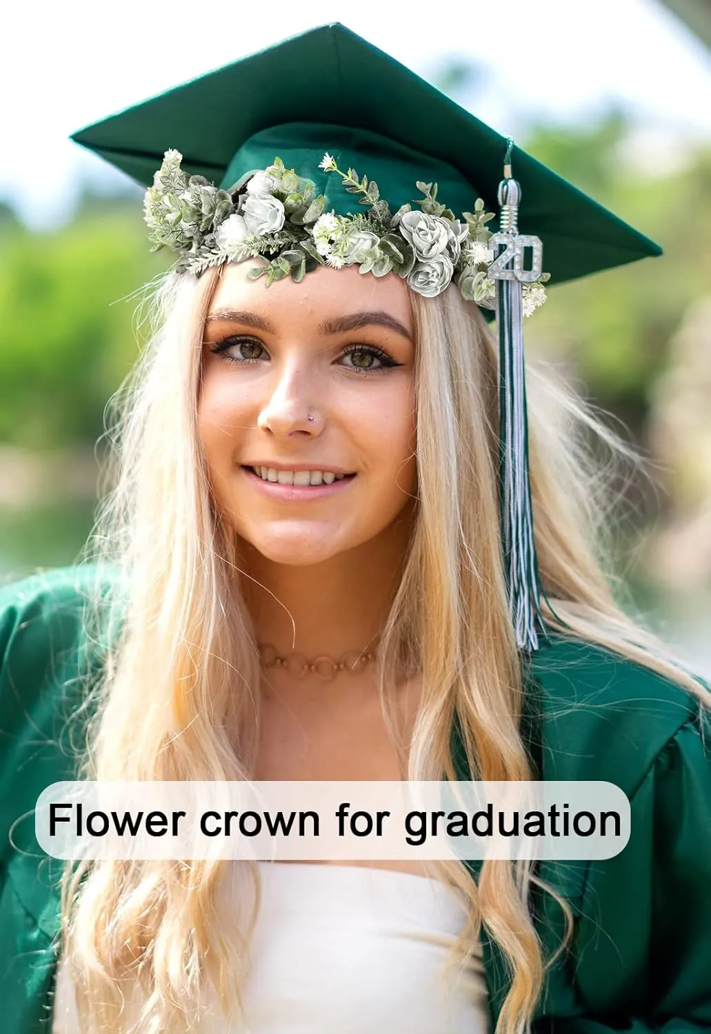 AWAYTR Leaf Flower Crown Garland Headpiece - Handmade Hair Floral Wreath Adjusatble Flower Headbands for Bridal Wedding Festival Party Flower Leaves Crown (Blue #1)