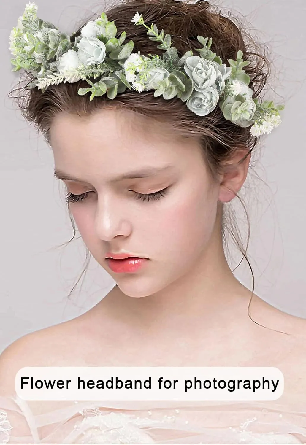 AWAYTR Leaf Flower Crown Garland Headpiece - Handmade Hair Floral Wreath Adjusatble Flower Headbands for Bridal Wedding Festival Party Flower Leaves Crown (Blue #1)