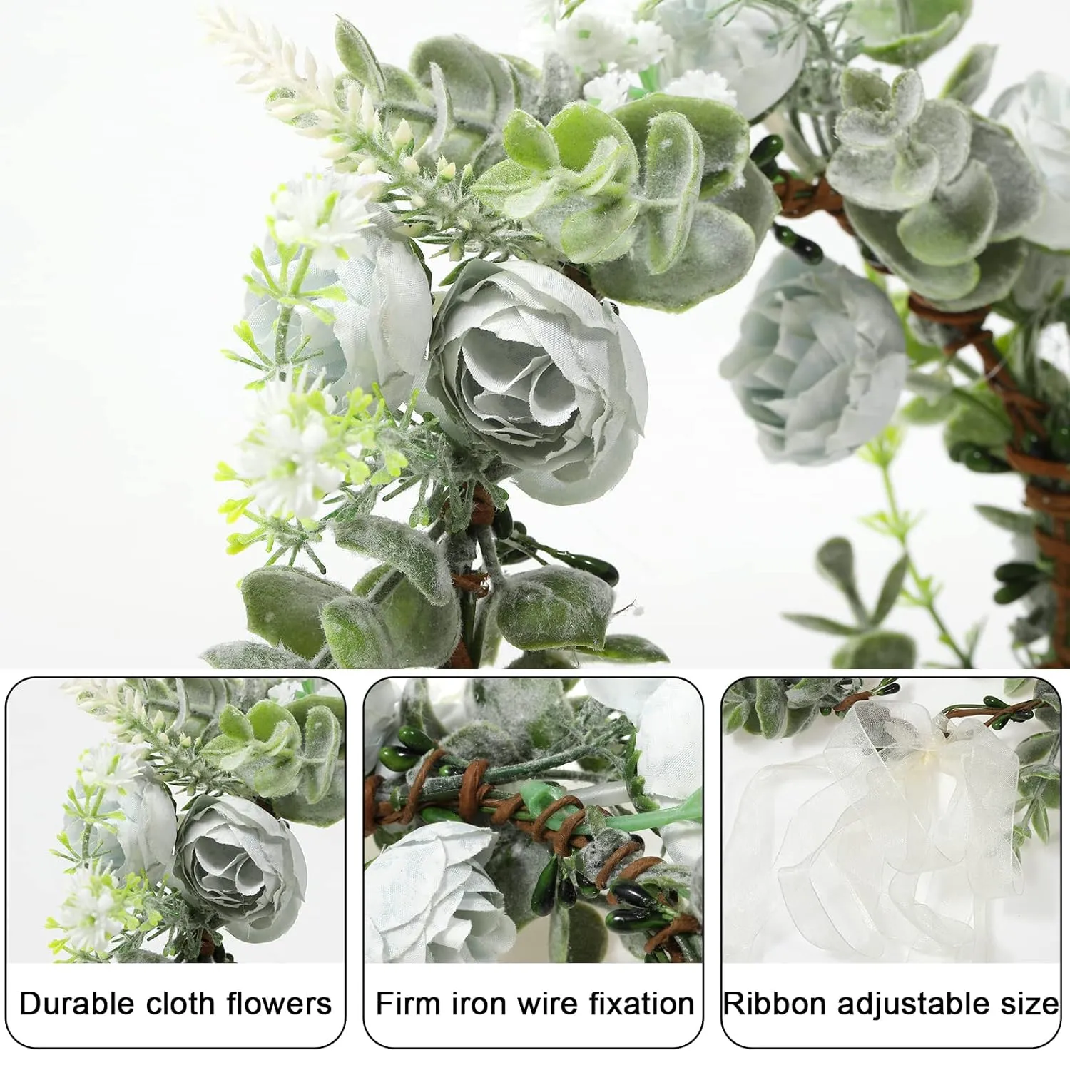 AWAYTR Leaf Flower Crown Garland Headpiece - Handmade Hair Floral Wreath Adjusatble Flower Headbands for Bridal Wedding Festival Party Flower Leaves Crown (Blue #1)
