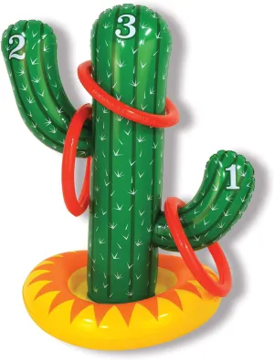 Beistle Fiesta Party Plastic Inflatable Cactus Ring Toss Game for Mexican Cinco De Mayo Celebrations, Western Cowboy Birthday Party Supplies, 7.25"