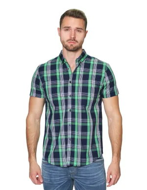 Camisas Para Hombre Manga Corta Cuadros Regular Fit B31262 Verde