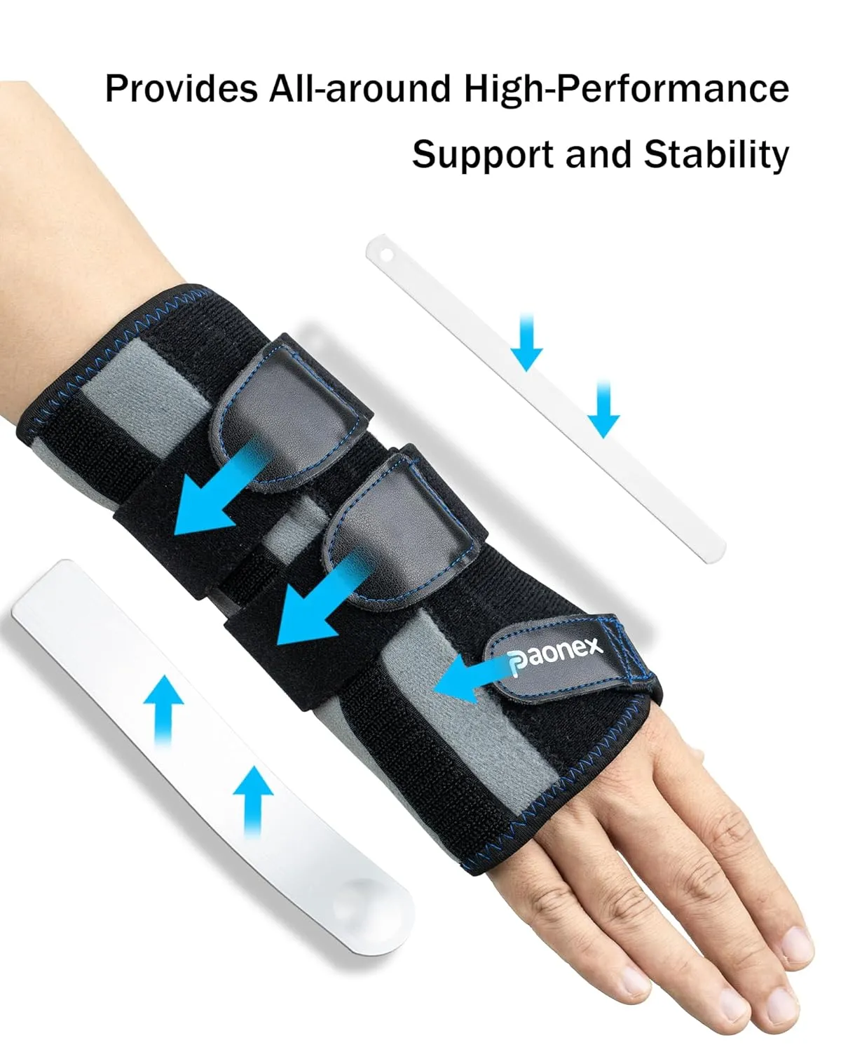 Carpal Tunnel Wrist Brace with Splints, Adjustable Thumb Hole Night Wrist Support Brace for Sprained, Tendonitis, Arthritis Pain Relief, Men and Women, Right Hand