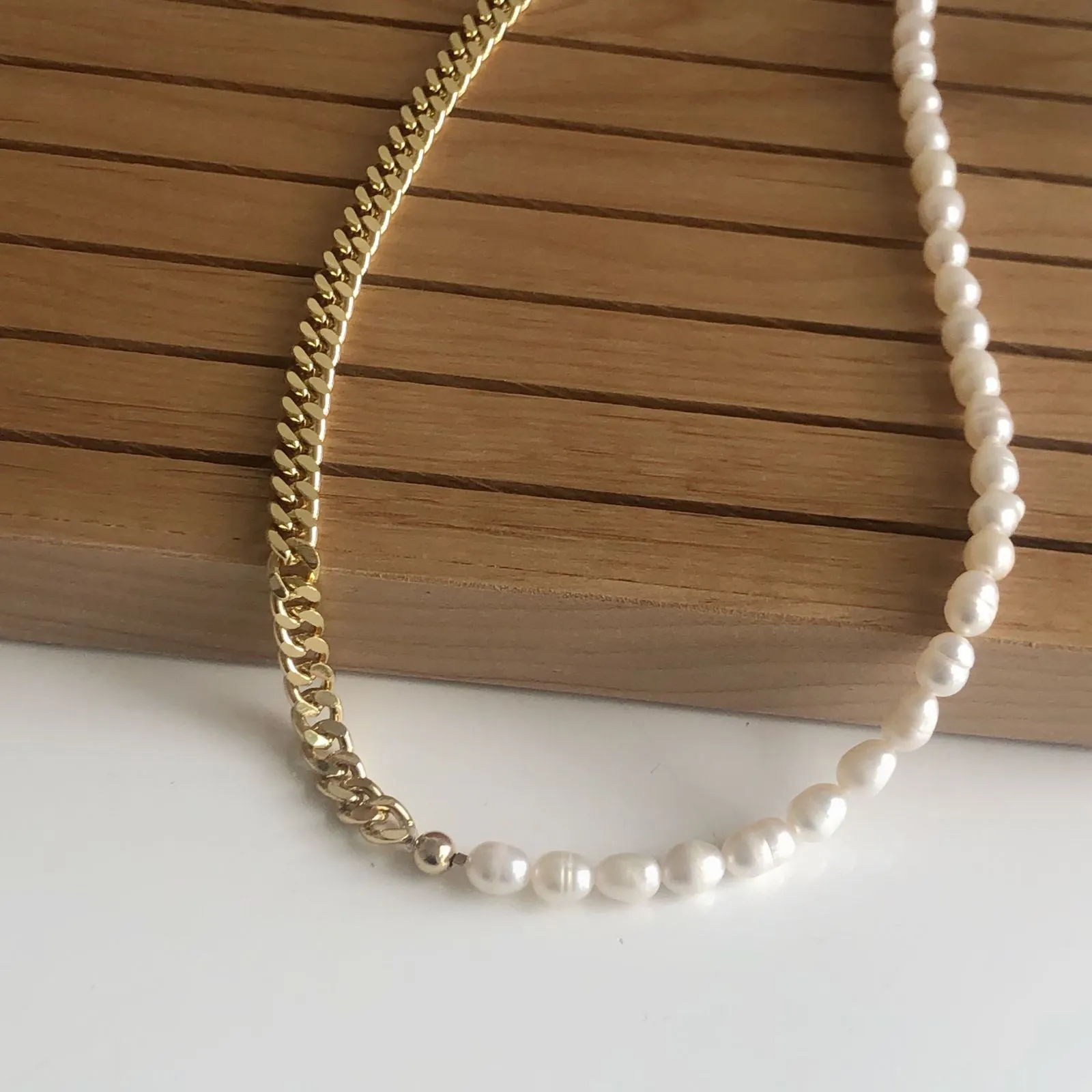 Collar Duo Perla y Cadena