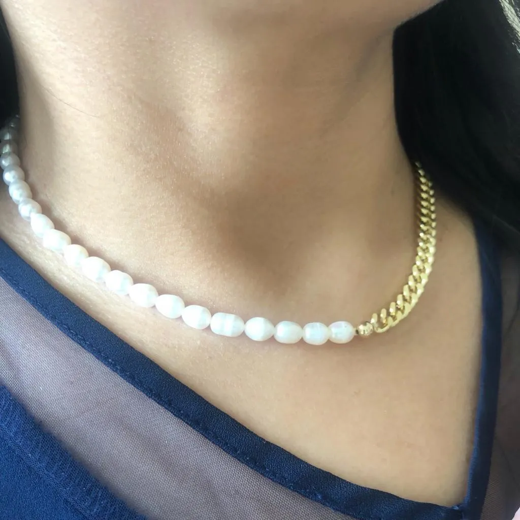 Collar Duo Perla y Cadena
