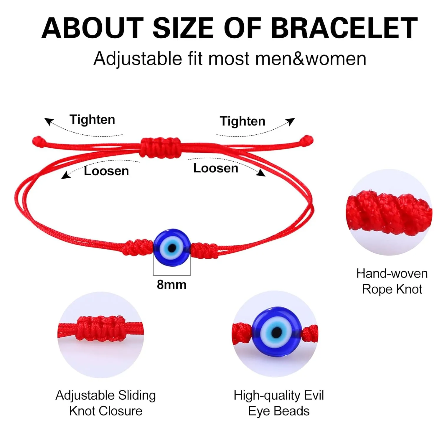 Evil Eye Anklet Bracelets for Women Red String Rope Knot Strand Bracelet mal de ojo Protection Jewelry (evileye bracelet anklets bulk)