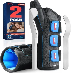 FEATOL 2 Pack Wrist Brace with Thumb Spica Splint for De Quervain's Tenosynovitis, Carpal Tunnel, Tendonitis, Arthritis-Thumb Brace for Pain Relief-Left Right Hand-Large/Extra Large