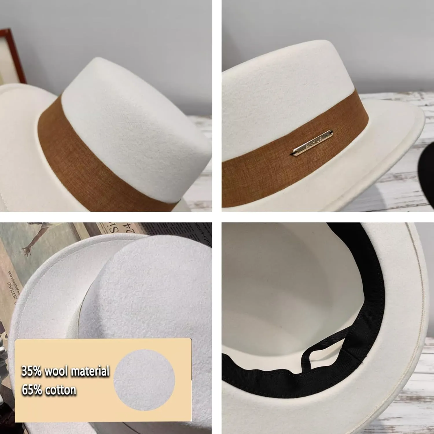 Fedora Hats for WomenWide Brim Fedora Hats for WomenUniform Women Fedora Hat and Bag Combination