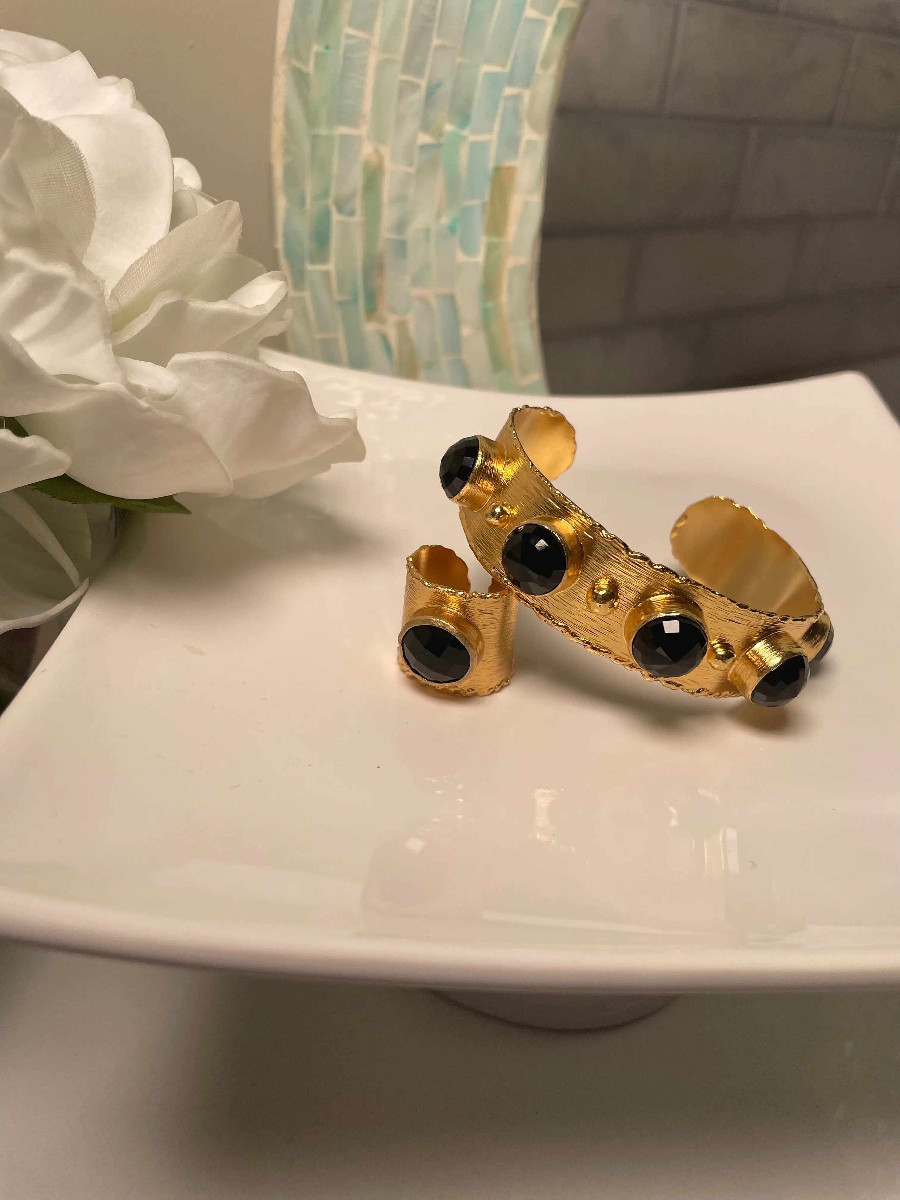 Lale Gold & Black Stone CUFF (Ring Also available)