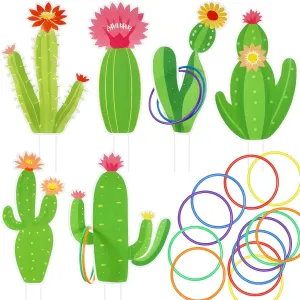 Leitee 6 Sets Cactus Yard Sign Plant for Fiesta Game Cactus Ring Toss Game Outdoor Cinco De Mayo and Fiesta Party Decor Garden Stake Decorative Insert Lawn