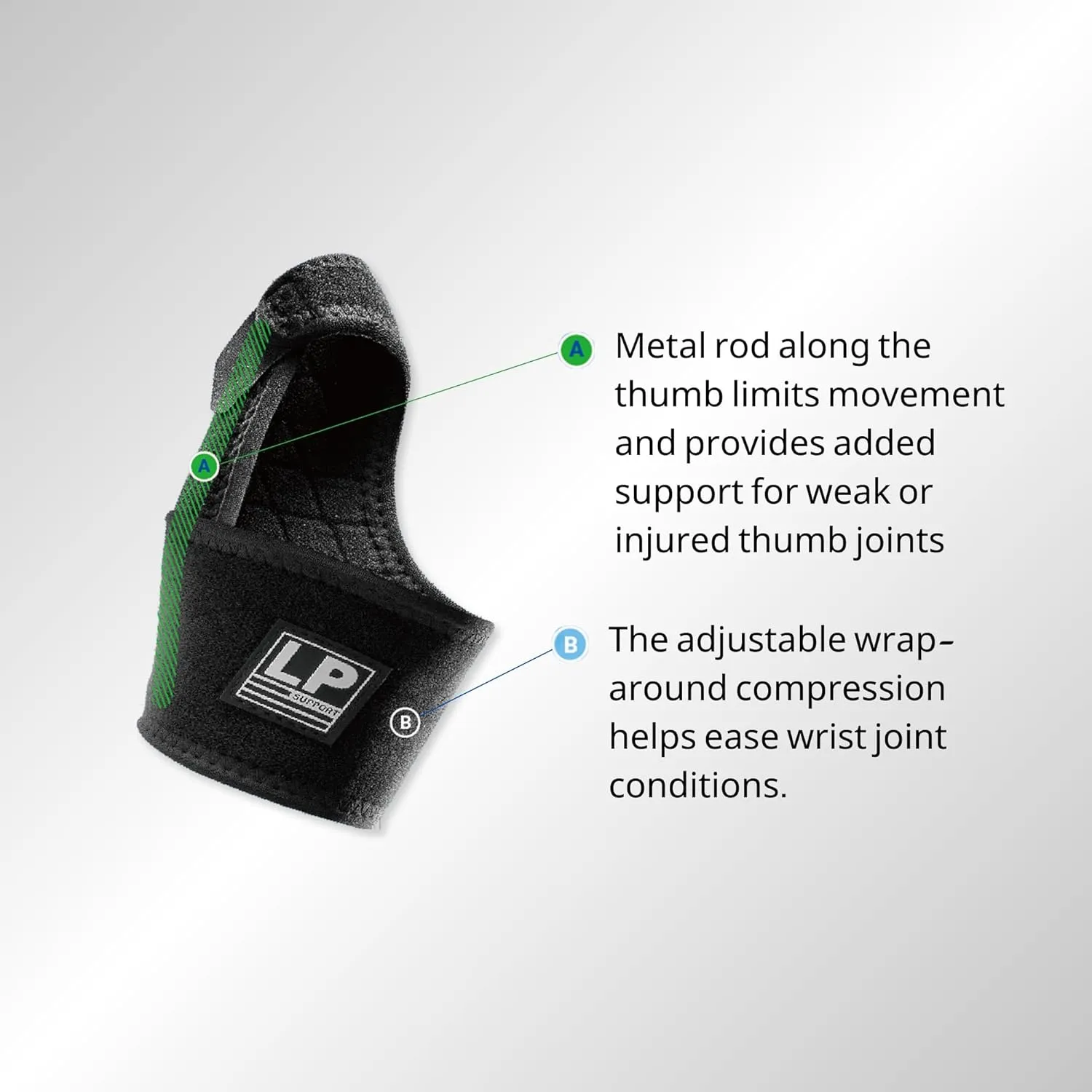 LP 563CA Adjustable Thumb & Wrist Brace with Stay  Support for Carpal Tunnel, Arthritis, Tendonitis & Trigger Finger  Fits Left & Right Hand, One Size (1 Pack)