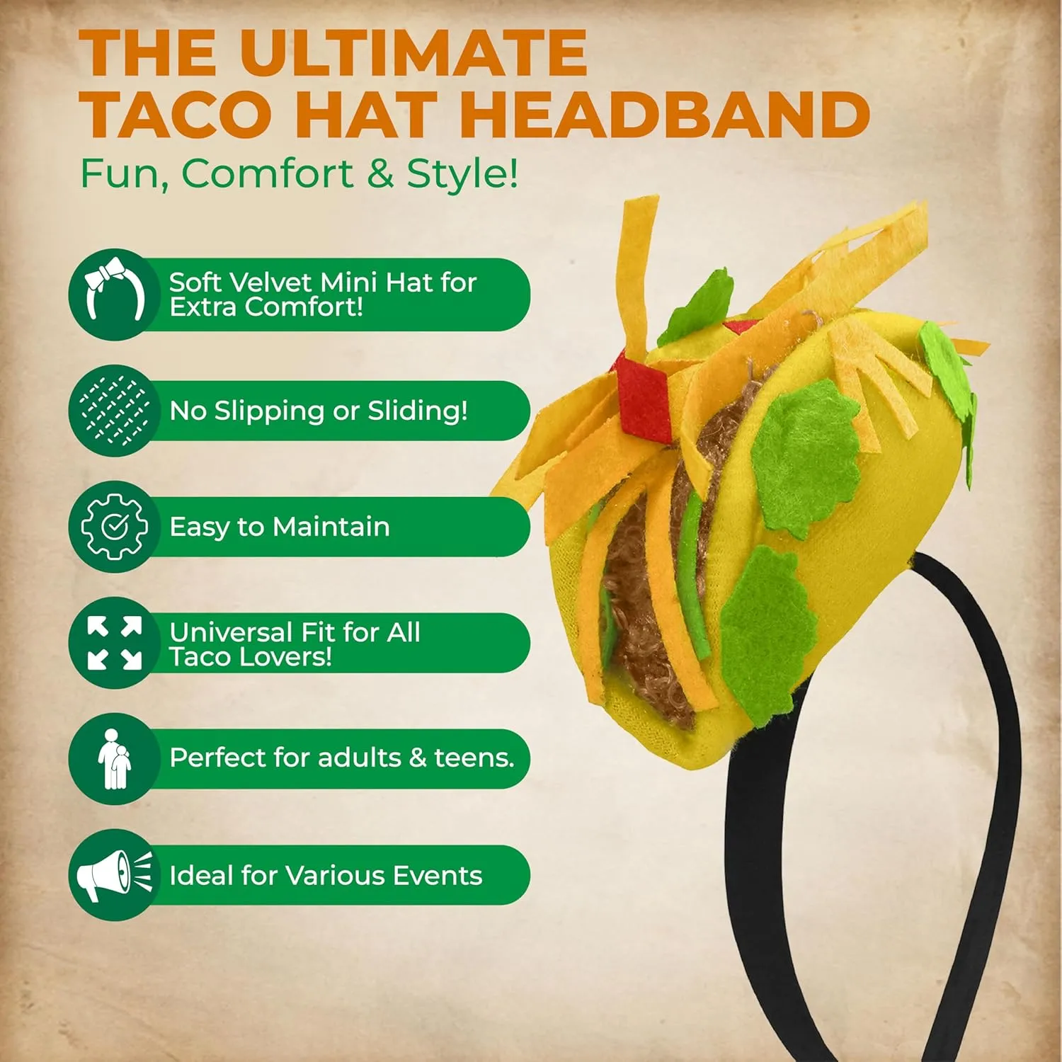 Nicky Bigs Novelties Mini Food Hat Headband - Vendor Costume Attire Accessory - Fun Headband for Adults