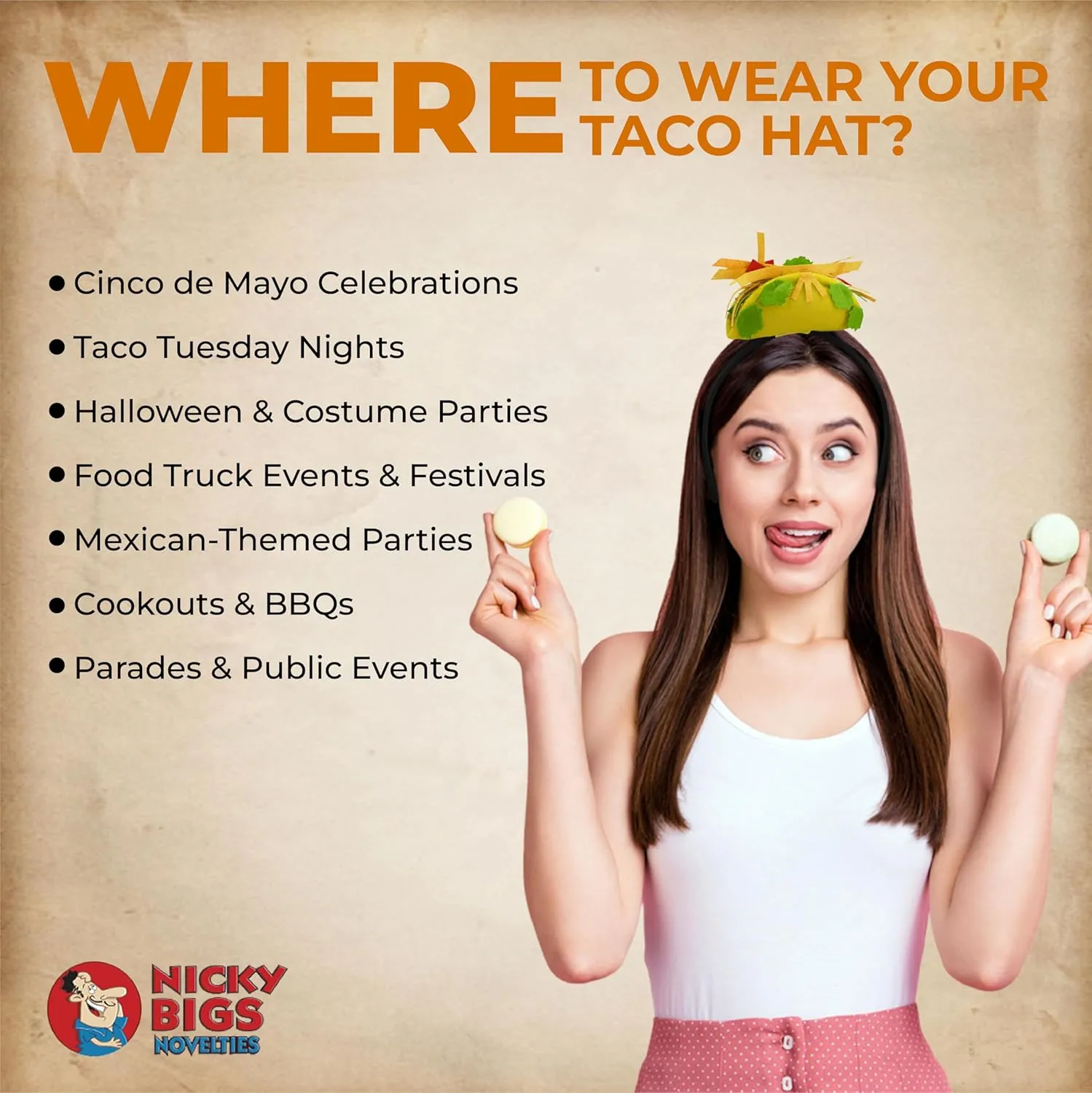 Nicky Bigs Novelties Mini Food Hat Headband - Vendor Costume Attire Accessory - Fun Headband for Adults