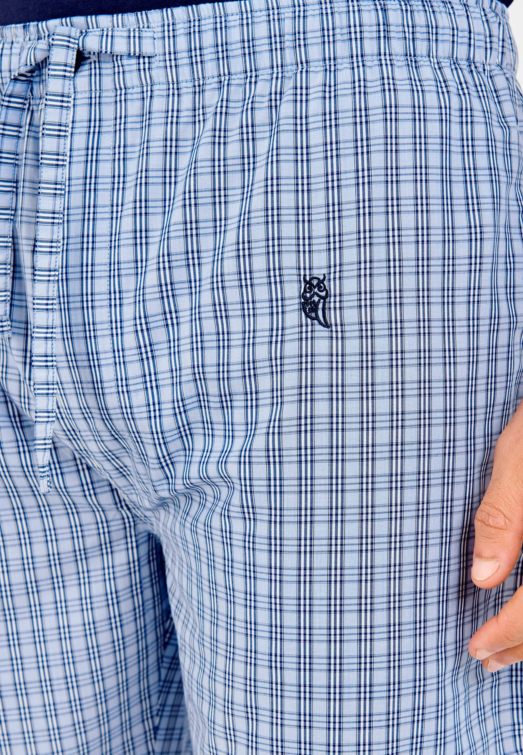 Pantalón Pijama Hombre Largo Popelín Cuadros - Azul 8983_36