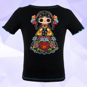 Playera estampada con aplicación de pedrería para niña - Modelo PETROVSKI