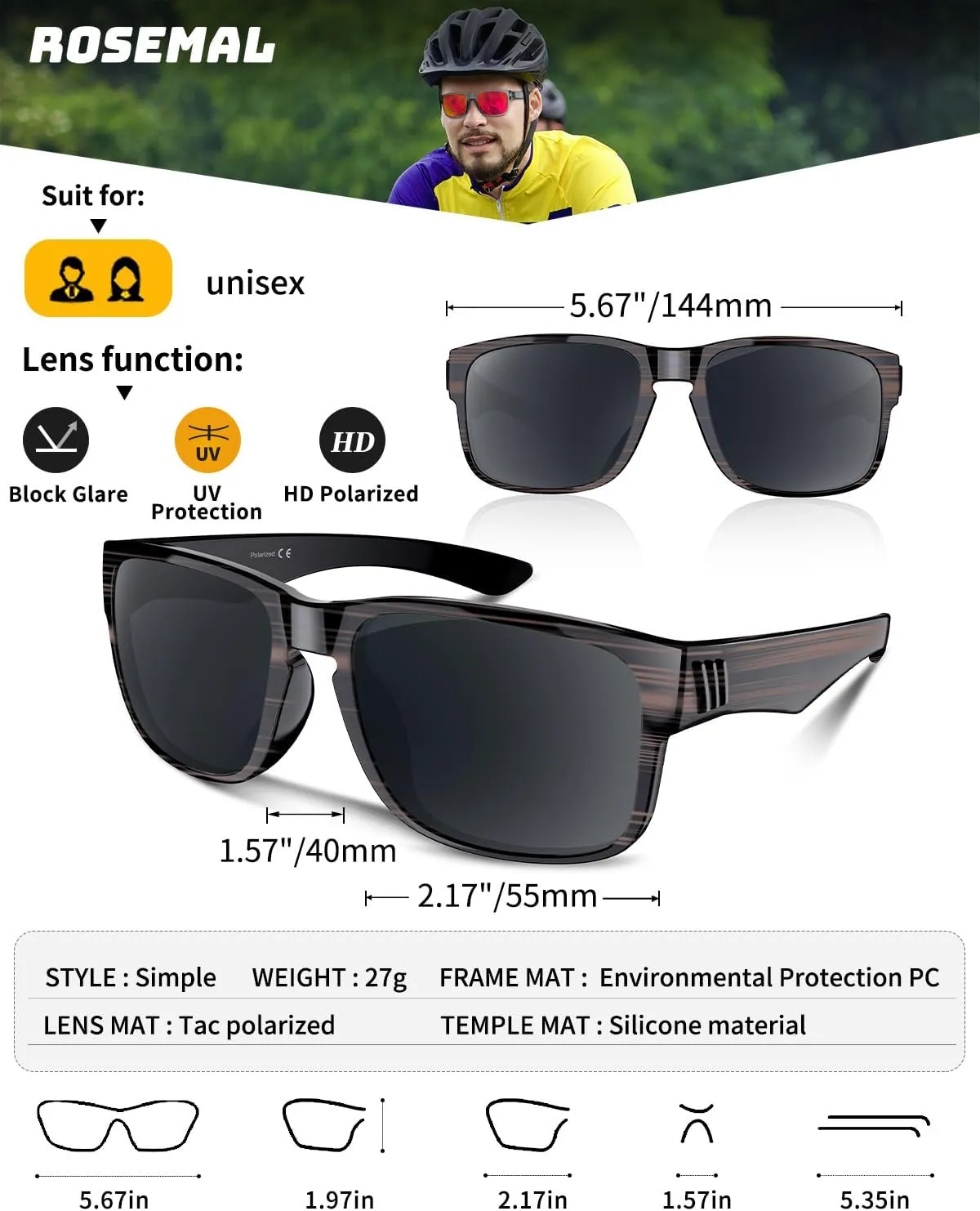 Polarized Sunglasses for Women Men Sports Sunglasses Driving Cycling Running Fishing Hiking Golf UV400 TR90