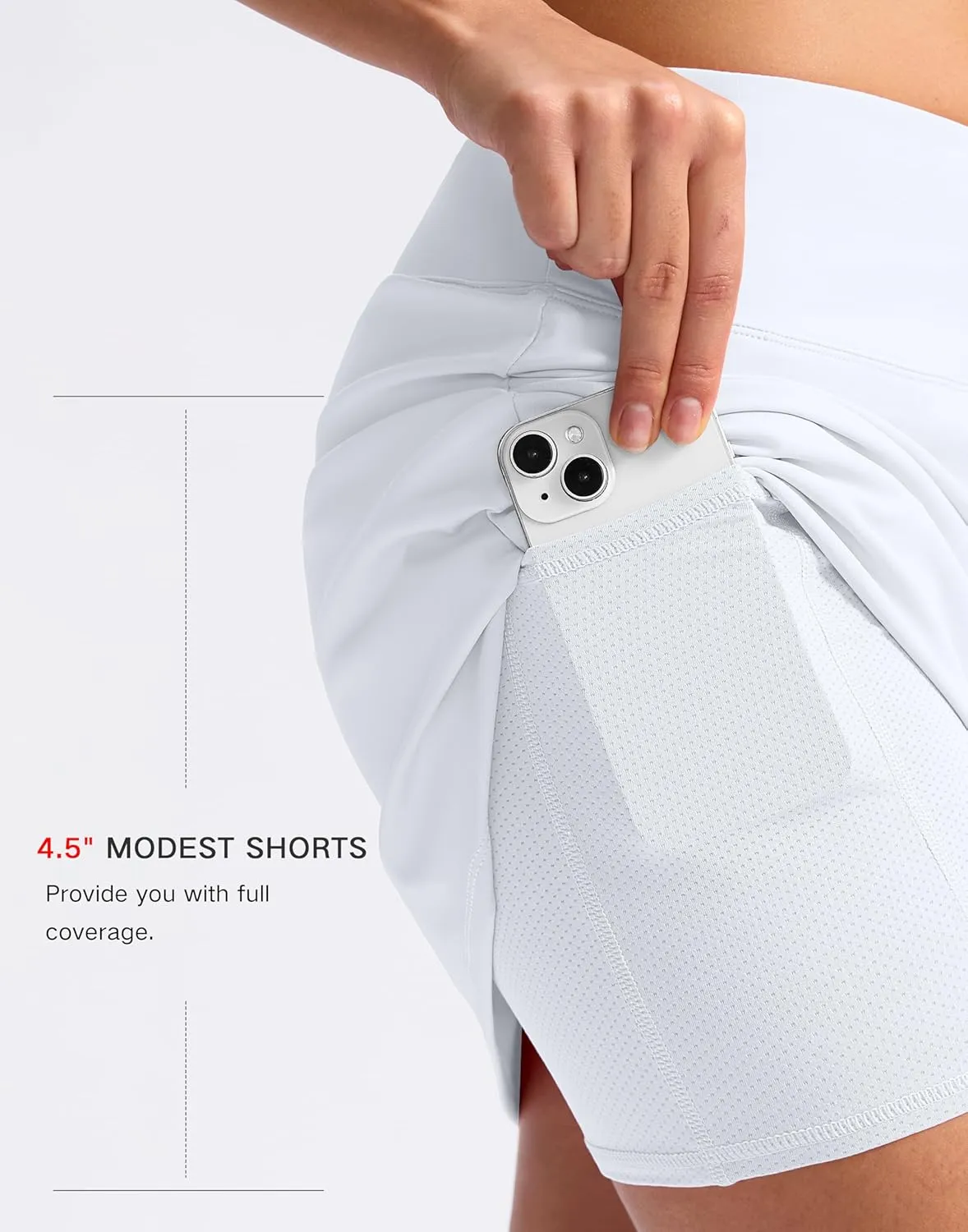 SANTINY 16" Skorts for Women with 2 Pockets High Waisted A Line Pickleball Golf Skort Casual Athletic Tennis Skirt