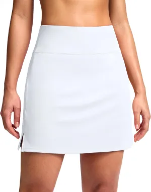 SANTINY 16" Skorts for Women with 2 Pockets High Waisted A Line Pickleball Golf Skort Casual Athletic Tennis Skirt