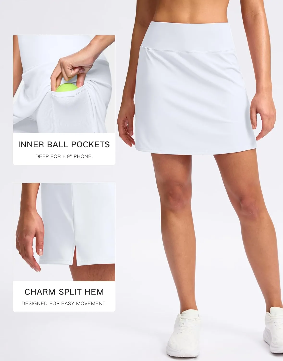 SANTINY 16" Skorts for Women with 2 Pockets High Waisted A Line Pickleball Golf Skort Casual Athletic Tennis Skirt