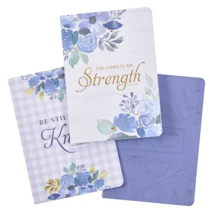 STRENGTH BLUE FLORAL LARGE NOTEBOOK SET- PSALM 28:7