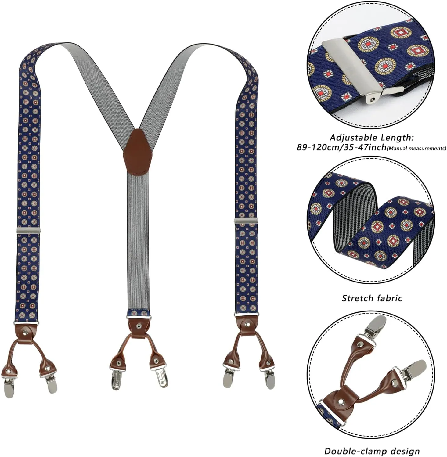 Suspenders for Men with Strong Clips, 1.4 Inches Wide Heavy Duty Men's Suspenders Y-Back for Work Jeans