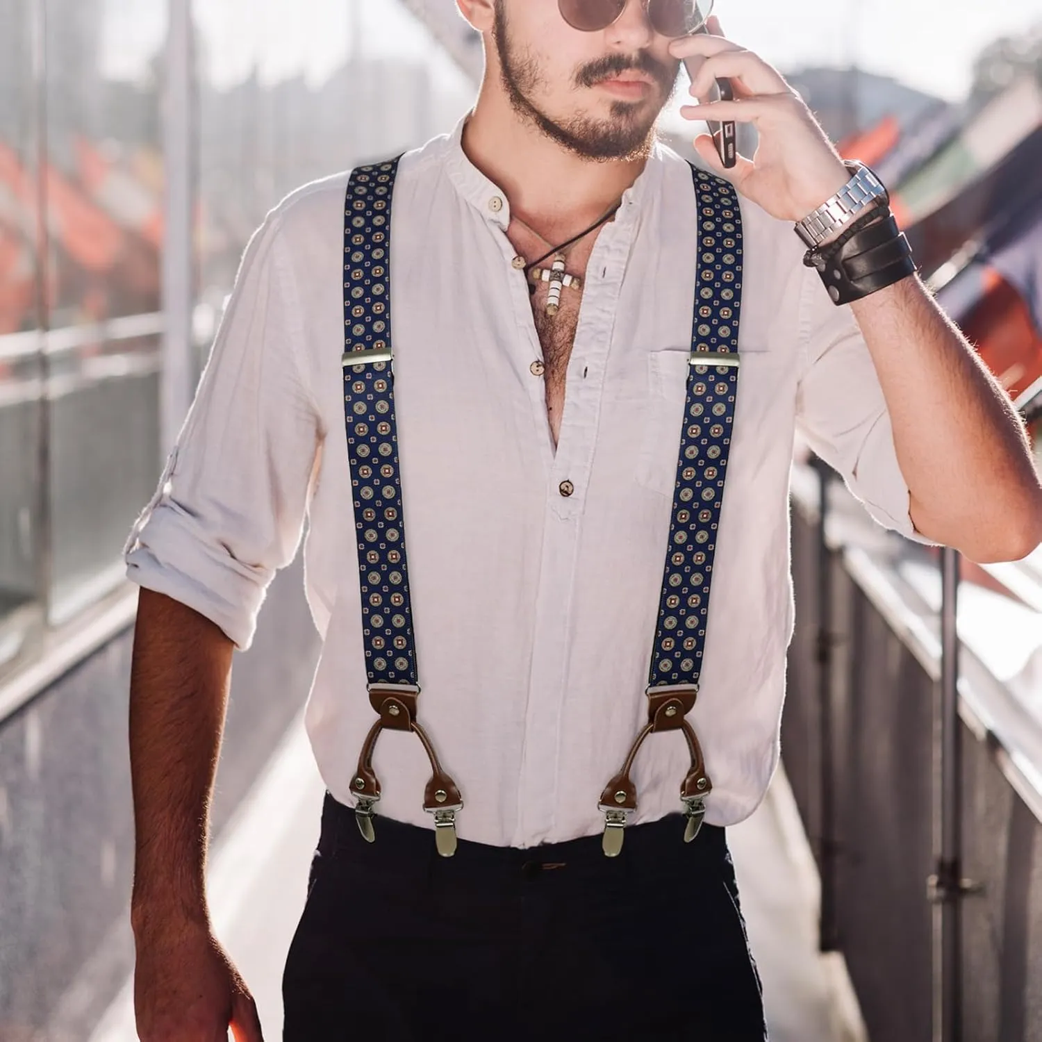 Suspenders for Men with Strong Clips, 1.4 Inches Wide Heavy Duty Men's Suspenders Y-Back for Work Jeans
