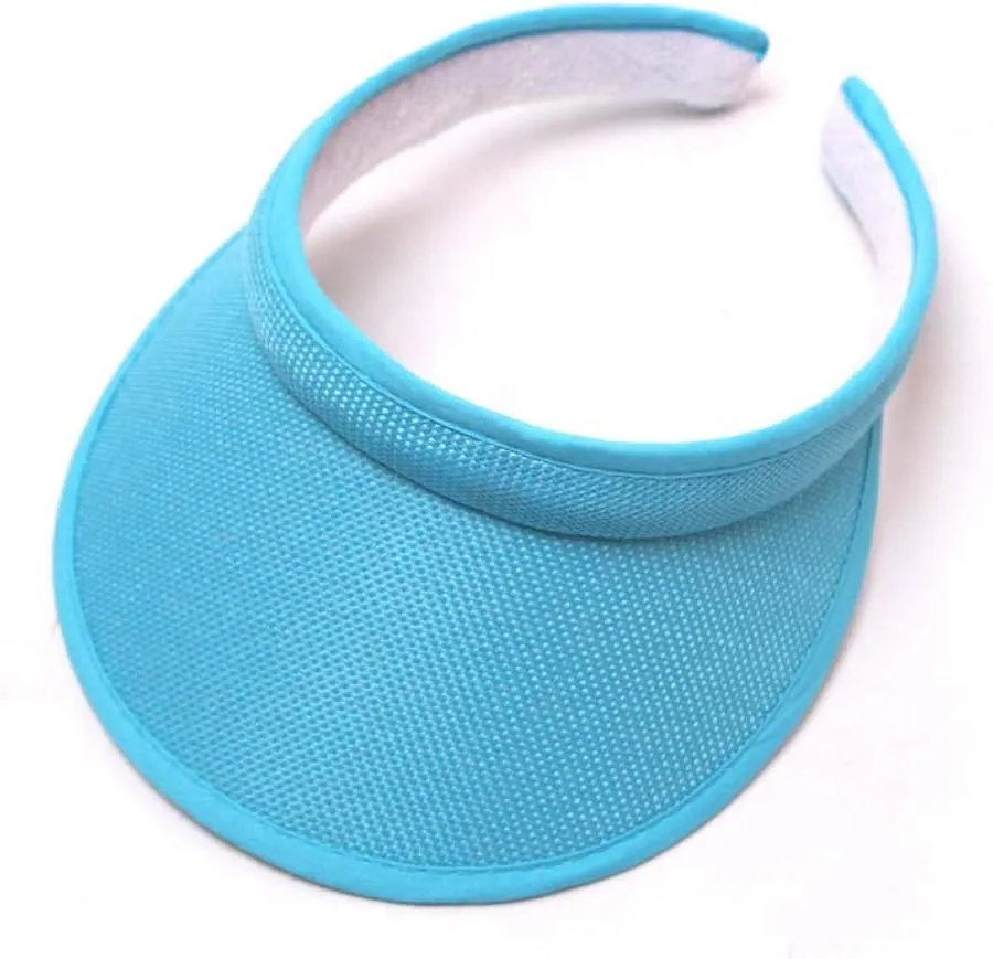 Womens Summer Golf Open Top Round Brim Hats Tennis Running Sport Sun Visor Top Level Cotton Twill Ball Adjustable Cap